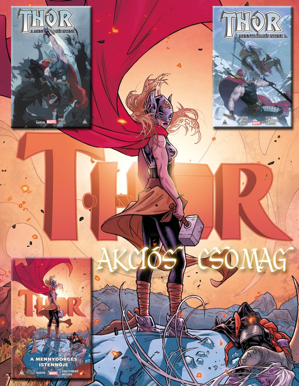 Thor keménytáblás képregény kedvezményes csomag (Thor: A mennydörgés istene 1-2, Thor: A mennydörgés istennője) 