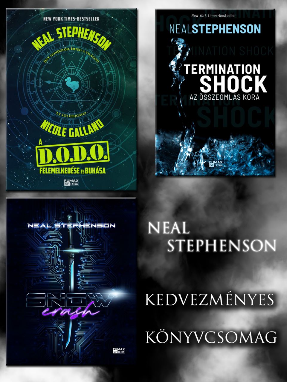 Neal Stephenson akciós sci-fi könyvcsomag (A DODO felemelkedése és bukása, Snow Crash, Termination Shock)