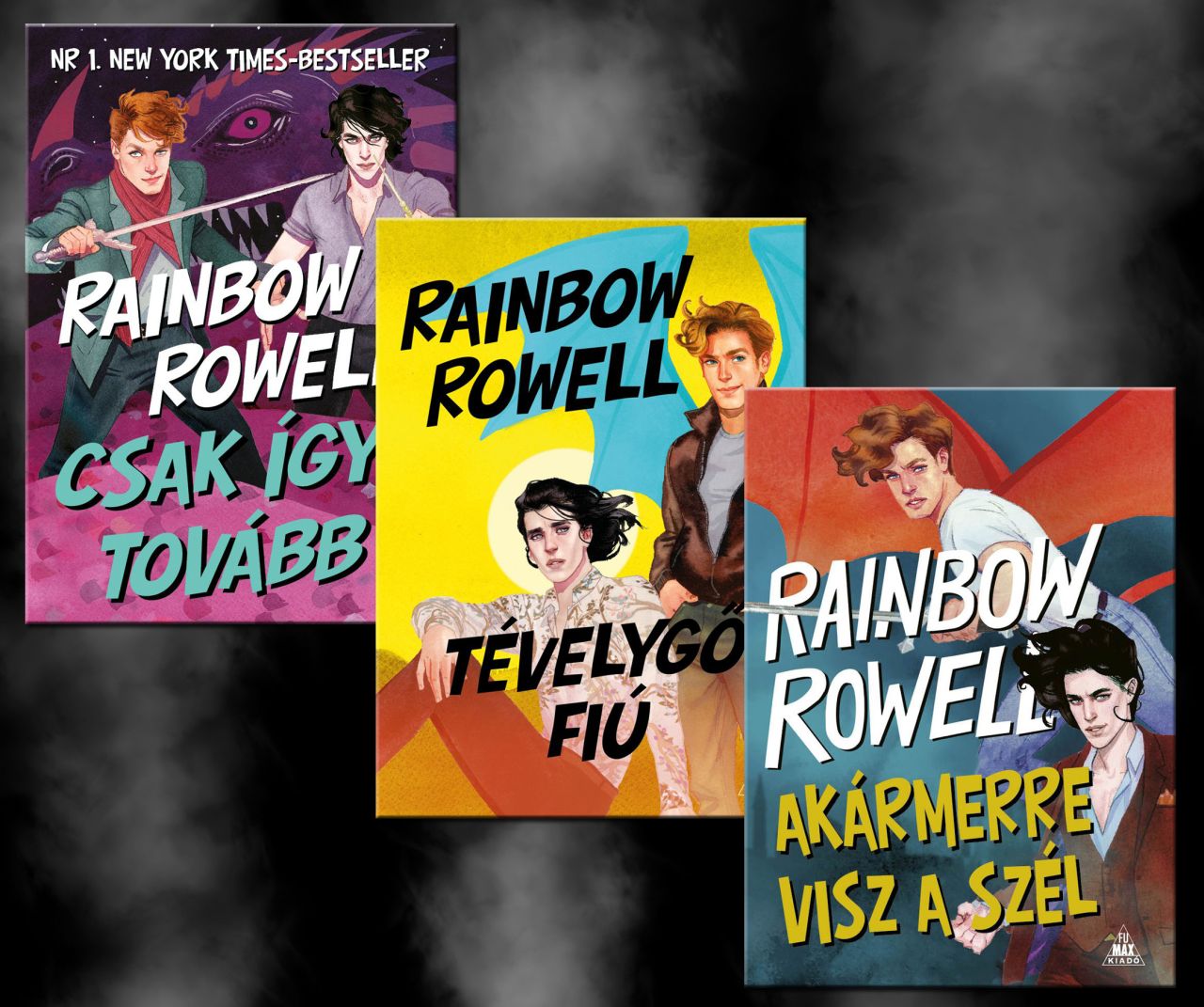 Rainbow Rowell teljes Simon-Snow regénysorozata (Csak így tovább, Tévelygő fiú, Akármerre visz a szél) kedvezményes könyvcsomag Rainbow Rowell teljes Simon-Snow regénysorozata (Csak így tovább, Tévelygő fiú, Akármerre visz a szél) kedvezményes könyvcsomag